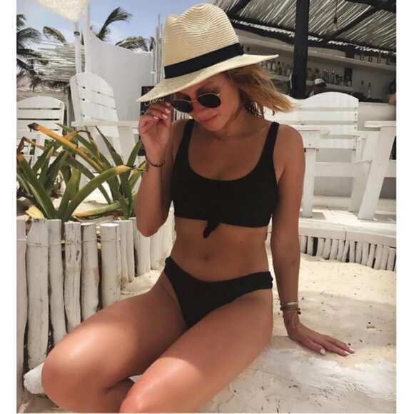 💕FRANKIE'S BIKINIS💕 Greer Ribbed Cheeky Bikini Bottom Black XL NWT - Picture 13 of 16